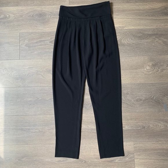 Aritzia Wilfred Tuxedo Pant High fold over Waist Straight leg Trouser Black - Picture 2 of 16
